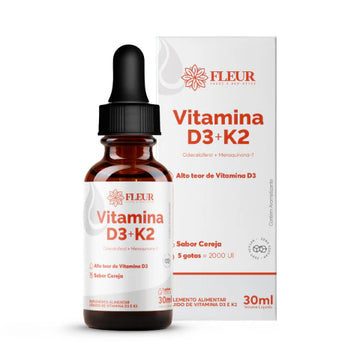 Vitamina D3+K2 em Gotas Sabor Cereja 30ml